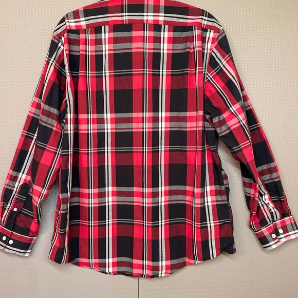 US Polo Assn Shirt XL Mens Long Sleeve Button Down Plaid Stretch Red Black - Picture 6 of 12